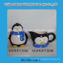 Conjunto de açúcar e creme de pinguim cerâmico de alta qualidade